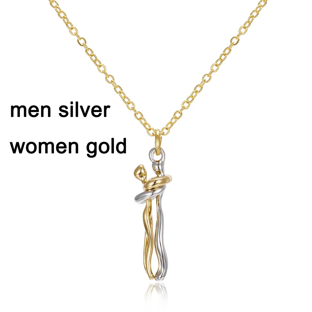 Fashion hugging pendant necklace for men and women, stylish chain jewelry perfect for lovers and couples, Showlu Fashion jewelry
