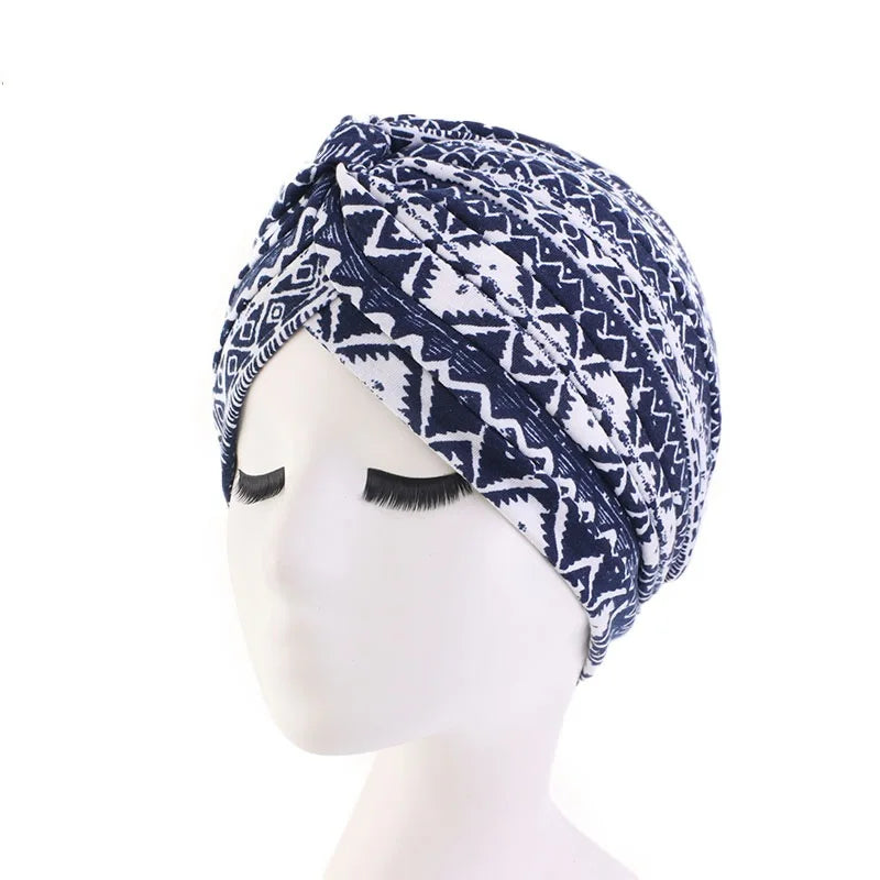 New Women Soft Floral Print Cotton Women Turban hats Fashion Banadans Cancer Headwrap Chemo Cap Head Wrap Hair Accessories SHOWLU FASHION STORE