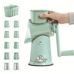 Manual Vegetable Chopper Set - Multifunctional Fruit & Veggie Slicer, Grater, and Cutter with Container - for Potatoes,