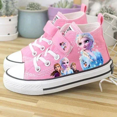 Disney Children's Canvas Shoes frozen elsa Low top Girls sport  Shoes PU Autumn Breathable Non slip Casual Shoes SHOWLU FASHION STORE
