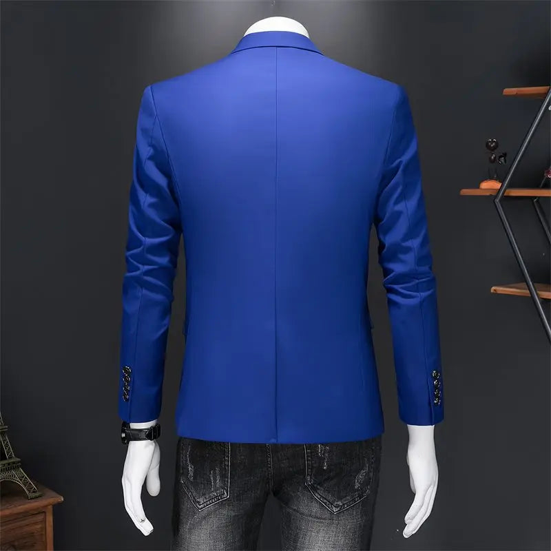 Slim fit men's business suit blazer by SHOWLU FASHION STORE, single-breasted design, tailored for a sleek professional look.