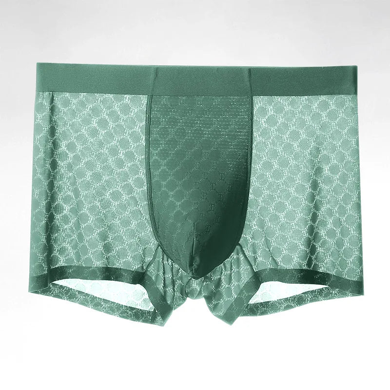 Men's Ice Silk Boxer Briefs by Showlu Fashion Store, lightweight, breathable, seamless summer underwear with a slim fit and soft fabric.