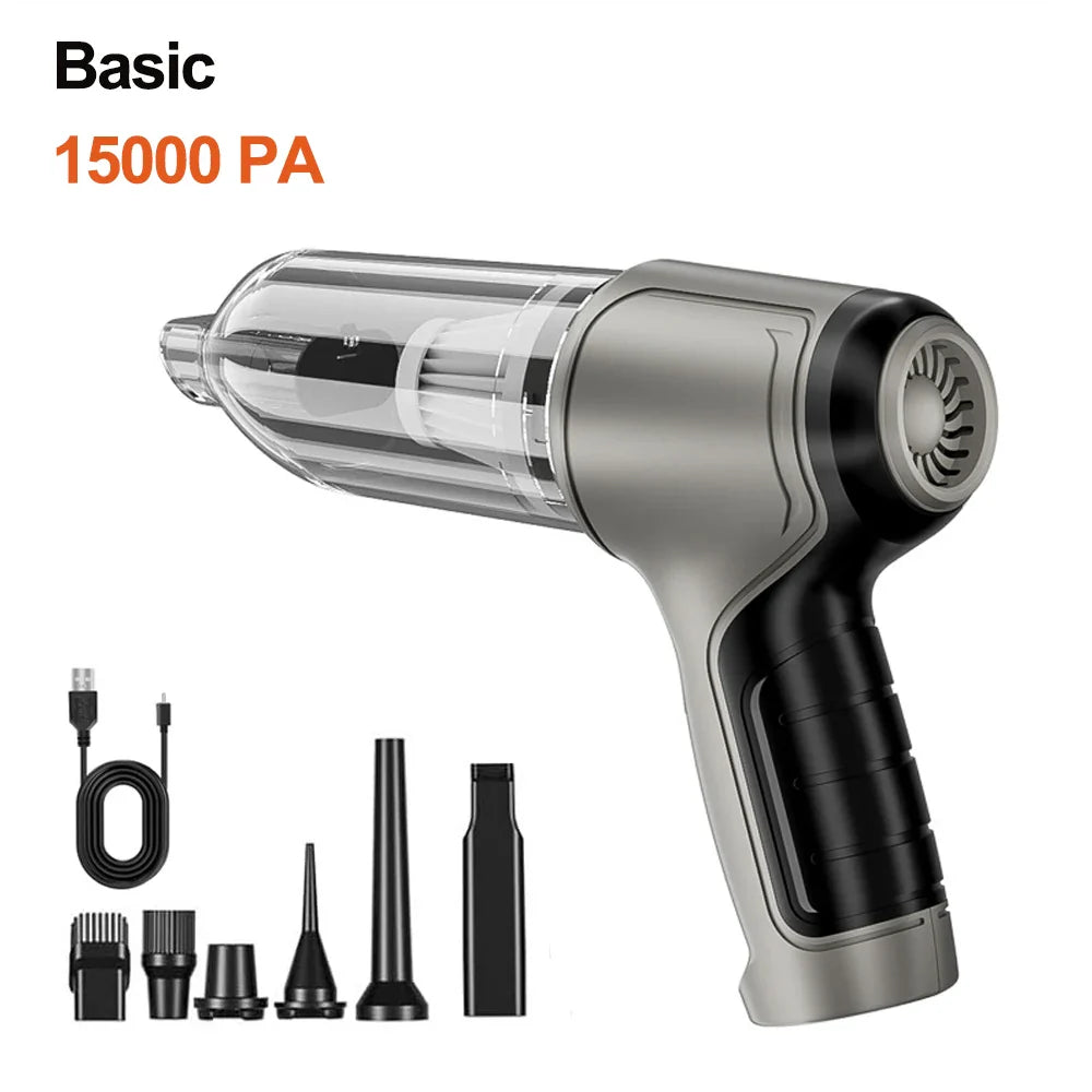 SHOWLU 95000PA cordless car vacuum cleaner, 3-in-1 handheld portable device with attachments for car cleaning.