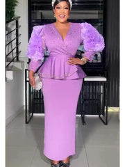 Elegant African Dresses for Women 2025 New Africa Clothing Plus Size Turkey Wedding Party Long Dress Dashiki Ankara Outfits Robe