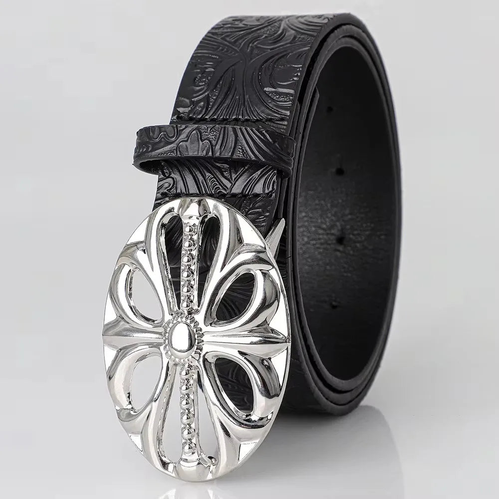 Retro men's bohemian style belt featuring personalized punk rock design, suitable for jeans, dresses, and casual wear.