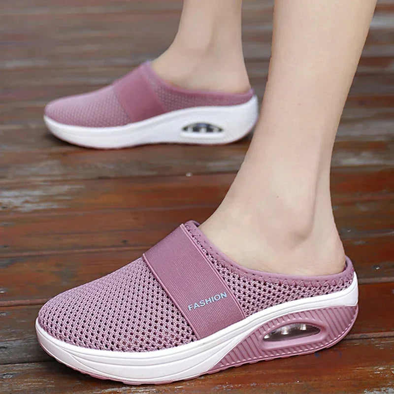 Women's orthopedic wedge sandals from SHOWLU FASHION STORE with anti-slip mesh casual slippers, stylish and comfortable footwear.