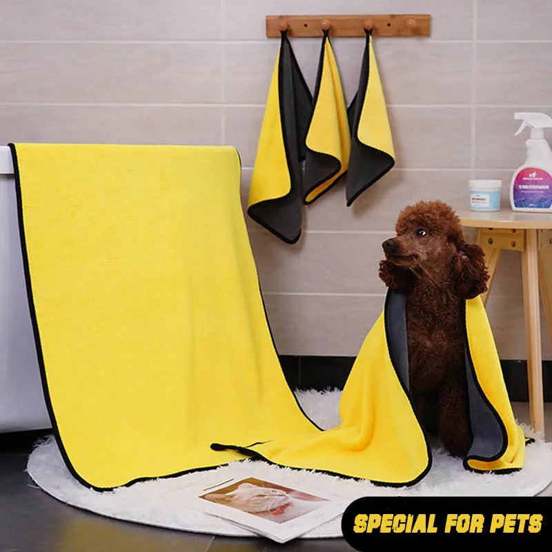 Soft coral fleece pet towel for puppies and cats, quick-drying, thickened double-sided cleaning towel by Showlu Fashion Store