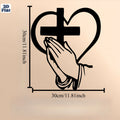 Spiritual cross and heart metal wall art decor featuring religious design for home interior, by Showlu Fashion Store.