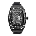 MISSFOX New Men Wrist Watches Tonneau Rubber Strap Waterproof Male Quartz Watch Unique Classic Gold Hollow Men's Clocks Gifts