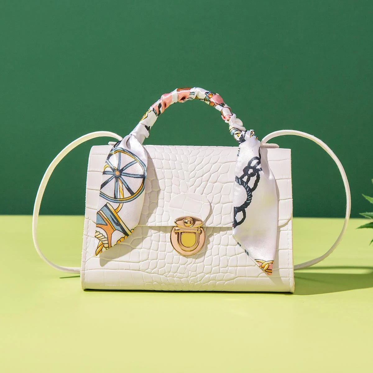 New Ladies Bags Dot Panel Printed PU Crossbody Scarf Bag Lock Buckle Shoulder Bag Bags for Women Crossbody Bags for Women SHOWLU FASHION STORE