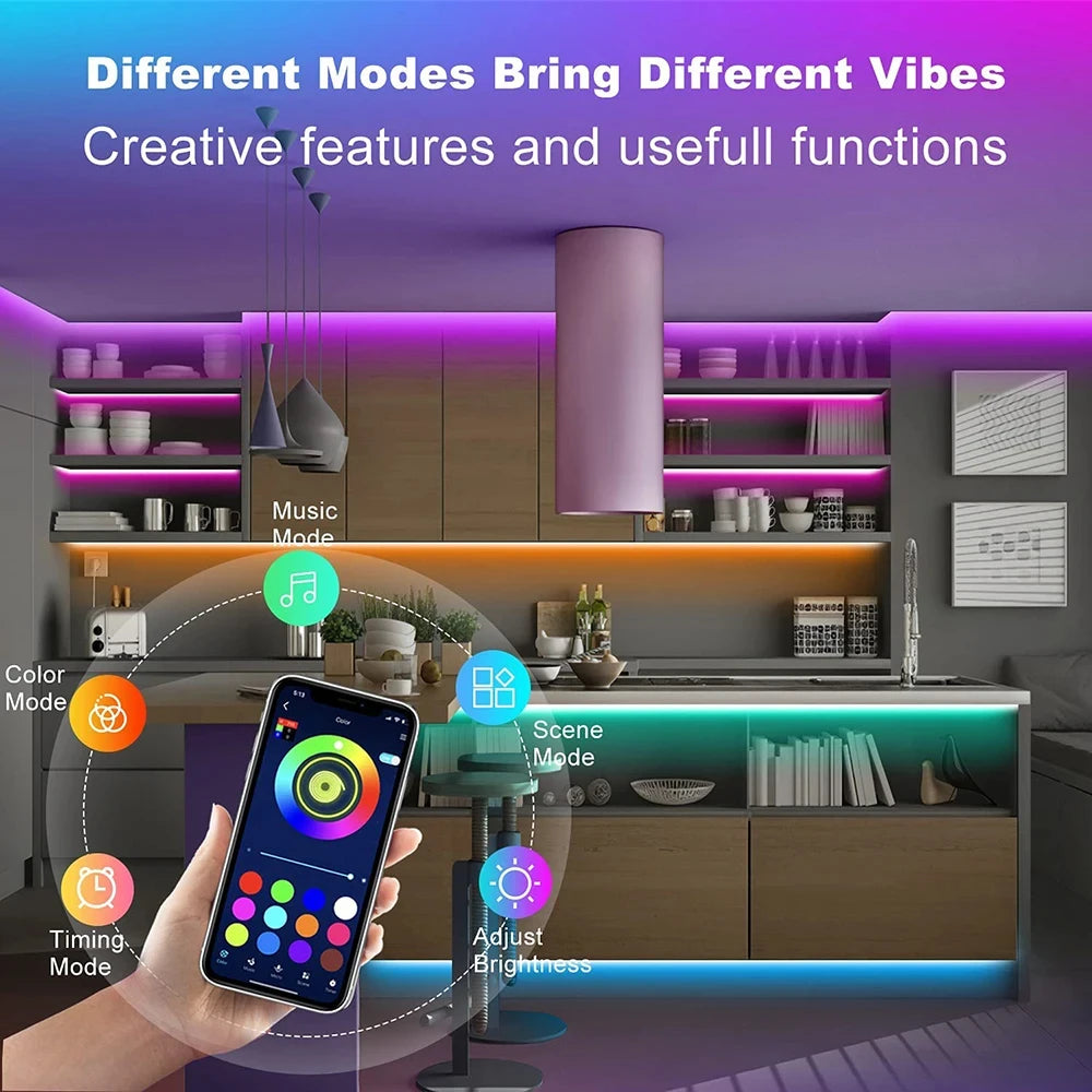 WiFi smart LED strip light 5M from Showlu Smart General with colorful, flexible lighting for home decor and ambiance.