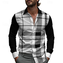 Men's Gradient Geometric Print Long Sleeve Shirt Fashionable Designer Lapel Button up for Outdoor Leisure Vacation