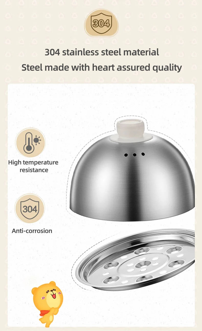 Showlu Smart Electric Egg Boiler in stainless steel with 360W power, designed to cook 4-6 eggs with a built-in timer.