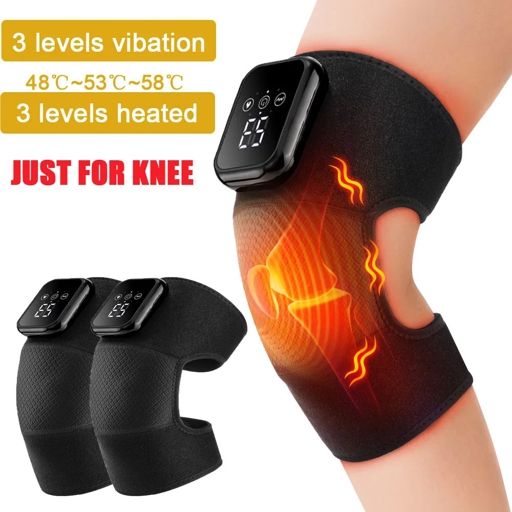 Showlu Fashion Store heating massage knee pad with vibration, hot compress, and muscle relaxation for joint and blood circulation.