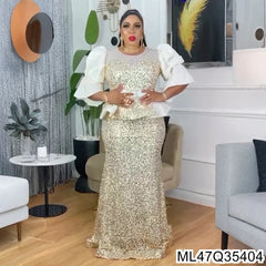 High-waisted Party Evening Dress with Heavy Sequined Fishtail in The Autumn of 2025 Pluse-size Women's Wear S10716ML47Q354