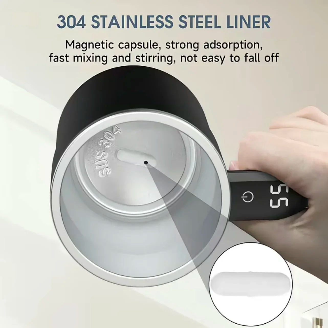380ML Electric Coffee Self Mixing Mug IP67 Waterproof Coffee Stirring Mug USB Charging Digital Display Automatic Magnetic Cup