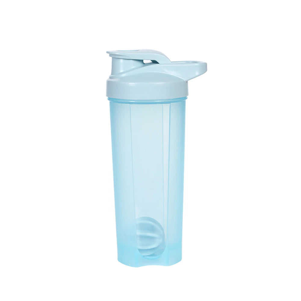 Showlu Fashion Store FEB.WIND 28 oz protein shaker bottle with ball whisk, handle, and clear plastic body for mixing supplements.