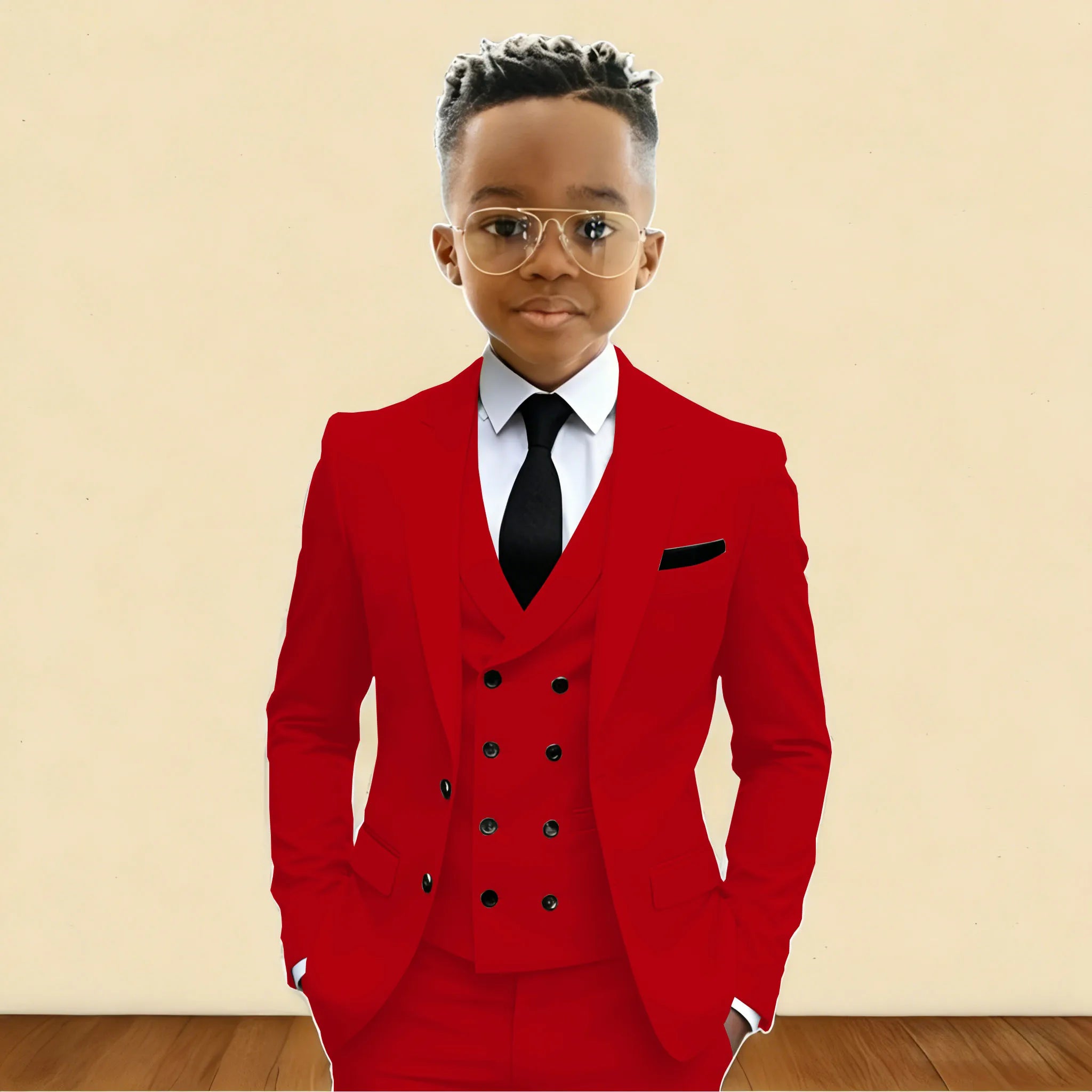 Mint Green 3 Pieces Flower Boy's Slim Fit Formal Suit Set for Wedding Prom Dinner Party Kids Uniform Tuxedos Blazer Vest Pants