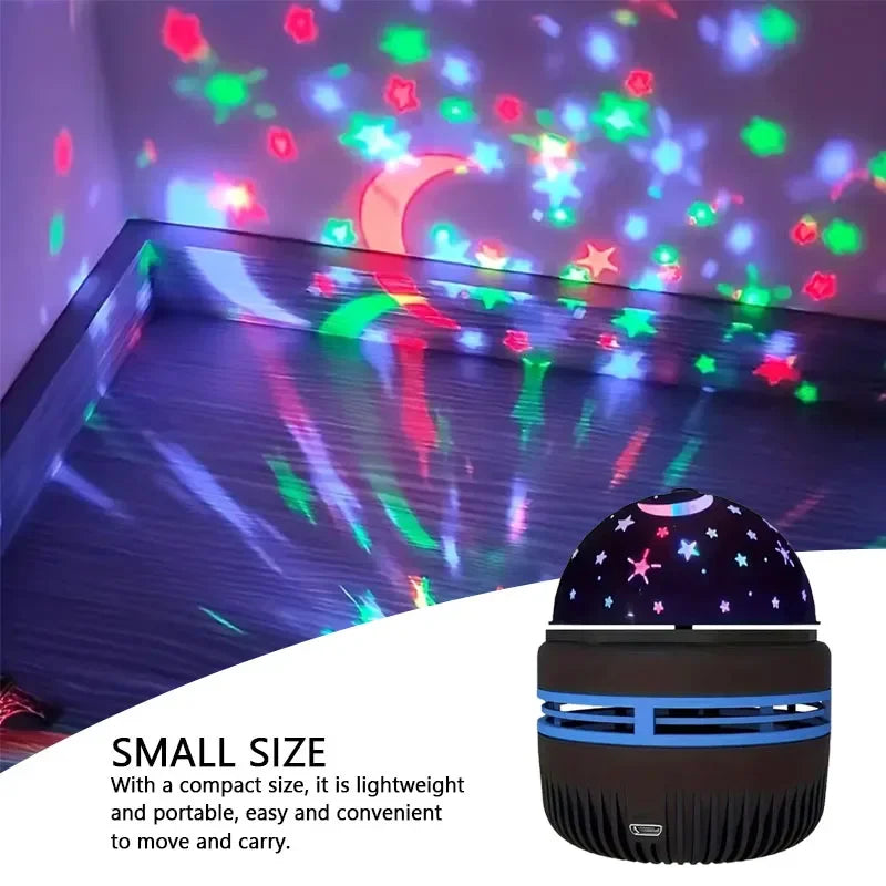 Showlu Smart Crystal Magic Ball LED Night Light glowing with colorful, shimmering light on a dark background.