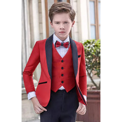 High-end Boys Suits Handsome Party Dinner Formal Wedding Tuxedos Chic Shawl Lapel One Button Slim Kids Clothes 3 Piece Sets