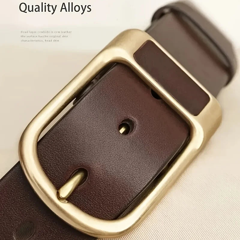 Men's PU leather cowboy belt with retro pin buckle by Showlu Fashion, perfect for jeans and casual Western style.