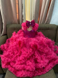 Custom Sequin Ruffle Flower Girl Dress Bow Wedding Pageant Gown For Kids Girls Birthday Party Formal Special Occasion