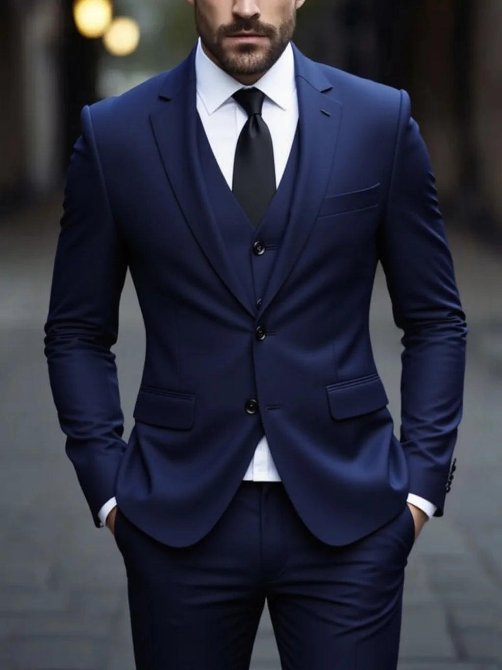 Showlu Fashion Men's 3-Piece White Slim Fit Suit with anti-wrinkle fabric, ideal for formal business occasions.