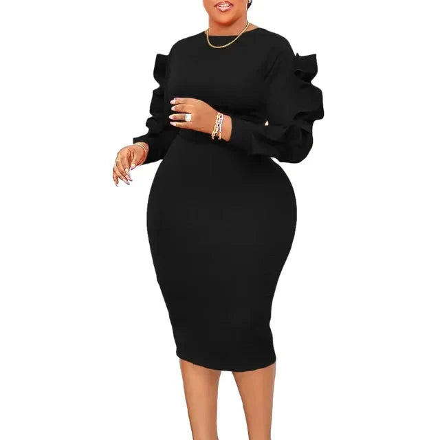 Women's white lace sleeve peplum African party dress by SHOWLU FASHION STORE, featuring elegant lace details and a fitted silhouette.