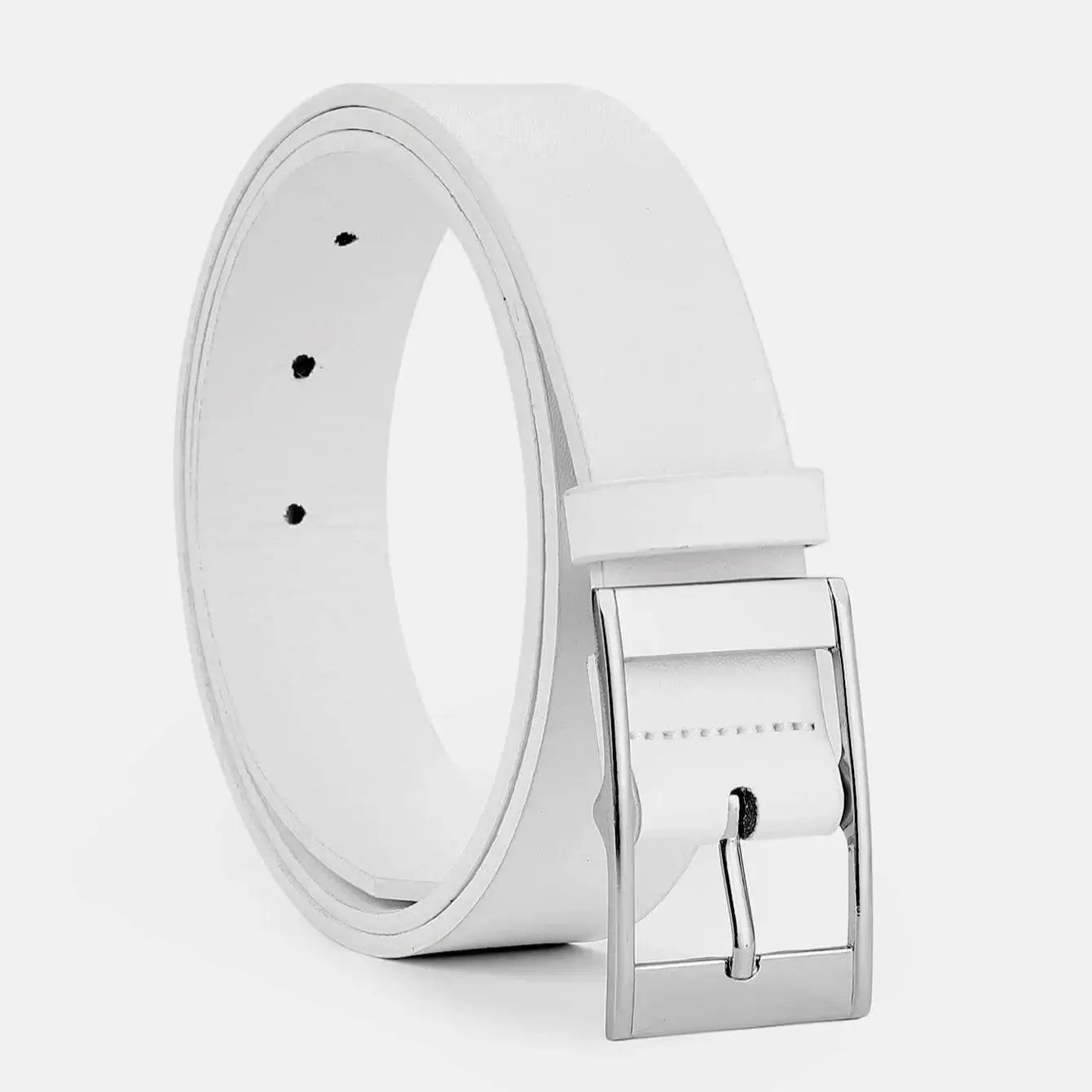 Men's faux leather belt with pin buckle, casual and business style, in black, from Showlu Fashion Store.