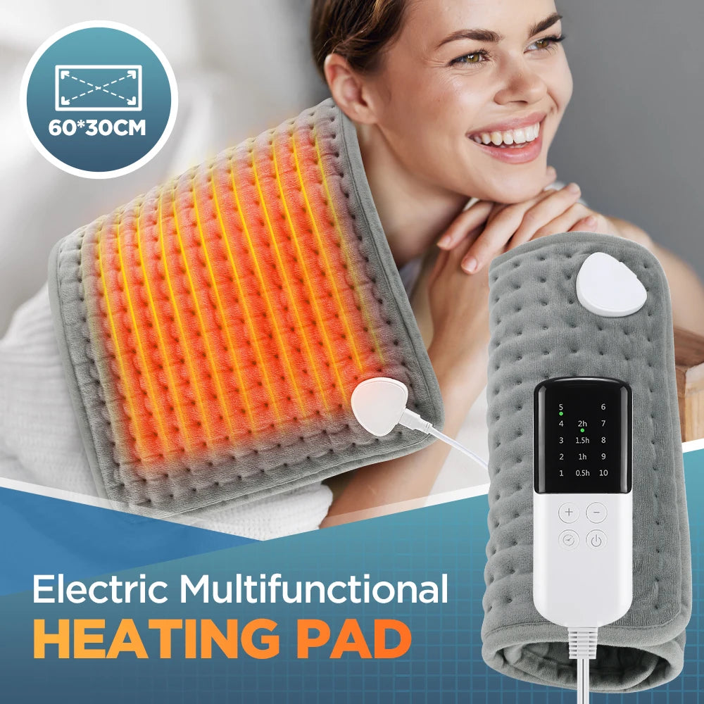 Showlu Smart General electric heating pad with adjustable temperature and timer, plush warm mat for comfort and relaxation.