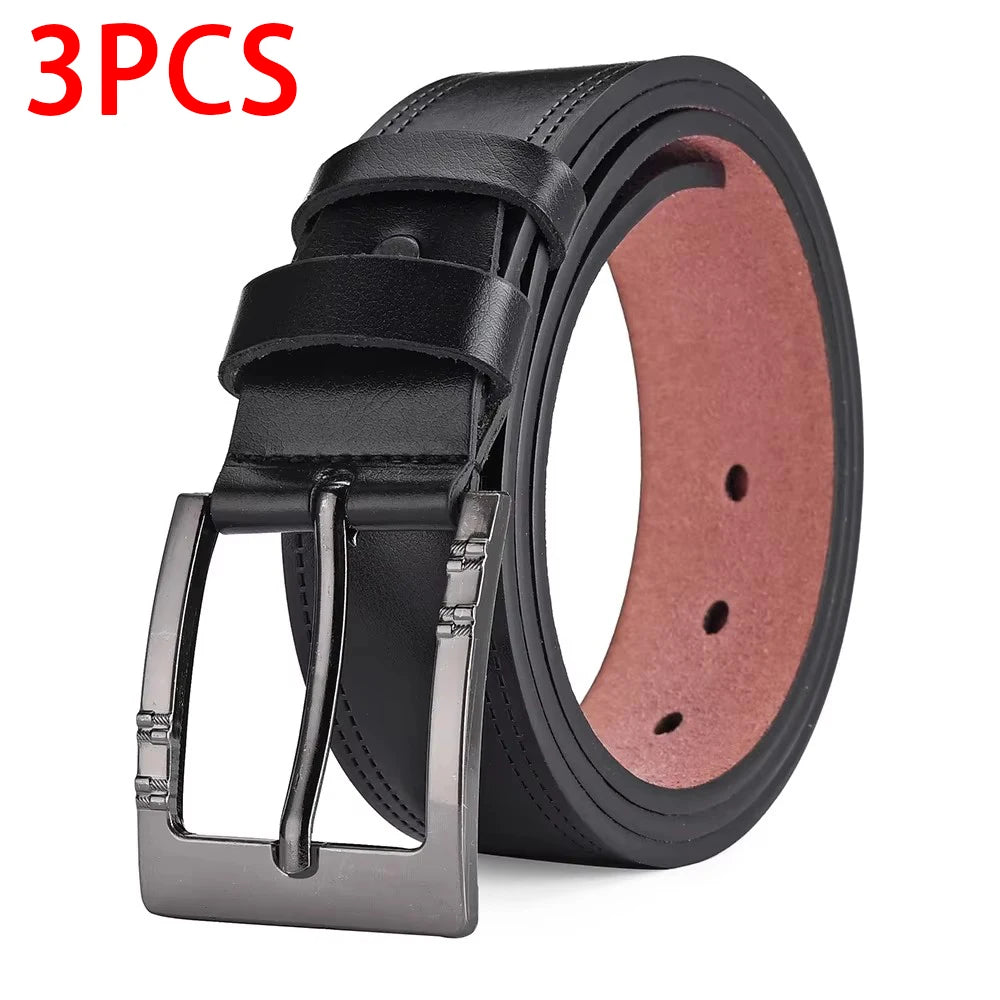 Men's genuine leather belt by Showlu Fashion, casual cowskin design with jeans waistband, stylish and durable accessory for everyday wear.