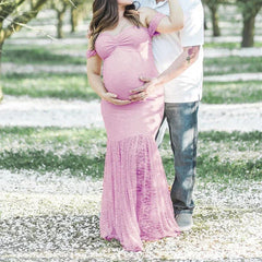 Lace Maternity Dress For Pregnant Women Photography Pregnancy Maternity Dresses For Photo Shoot Sexy Clothes Props Off Shoulder