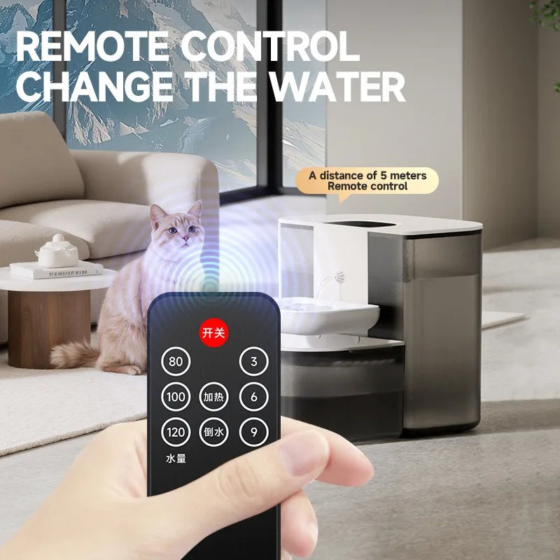 VOFORD 4.5L Smart Pet Water Dispenser with wireless automatic cat fountain, showing sleek design and water flow in action.