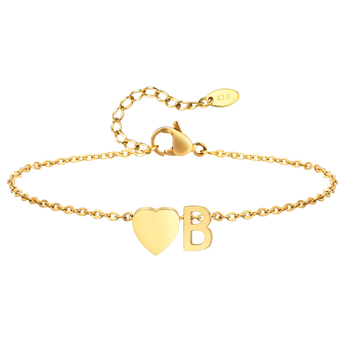 Women’s heart initial anklet bracelet with adjustable stainless steel foot chain, hypoallergenic beach jewelry, personalized name design