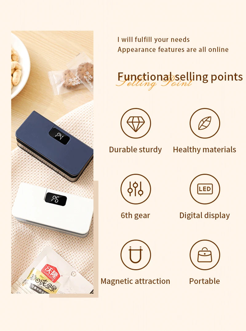 Showlu Smart General mini bag sealer for sealing snack bags and food storage with compact, handheld design.