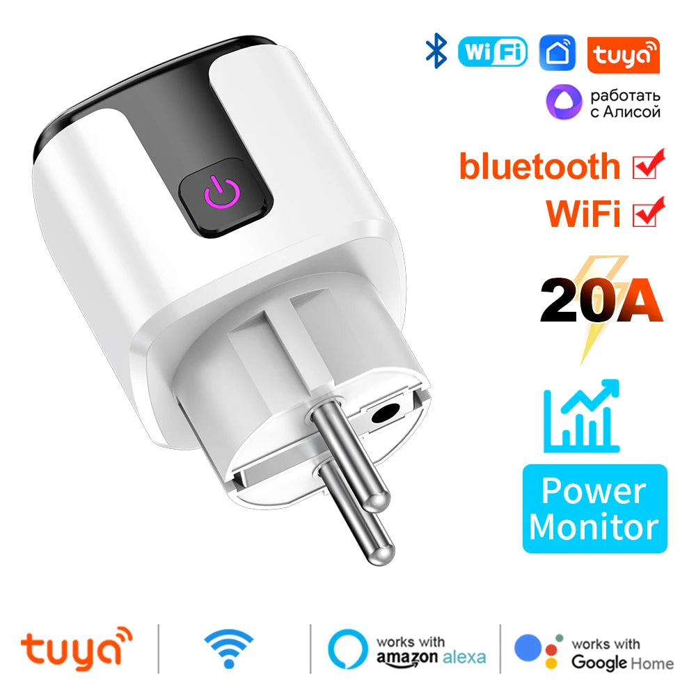 Showlu Smart WiFi EU smart plug with power monitor and voice control, featuring a compact design and easy-to-use socket.