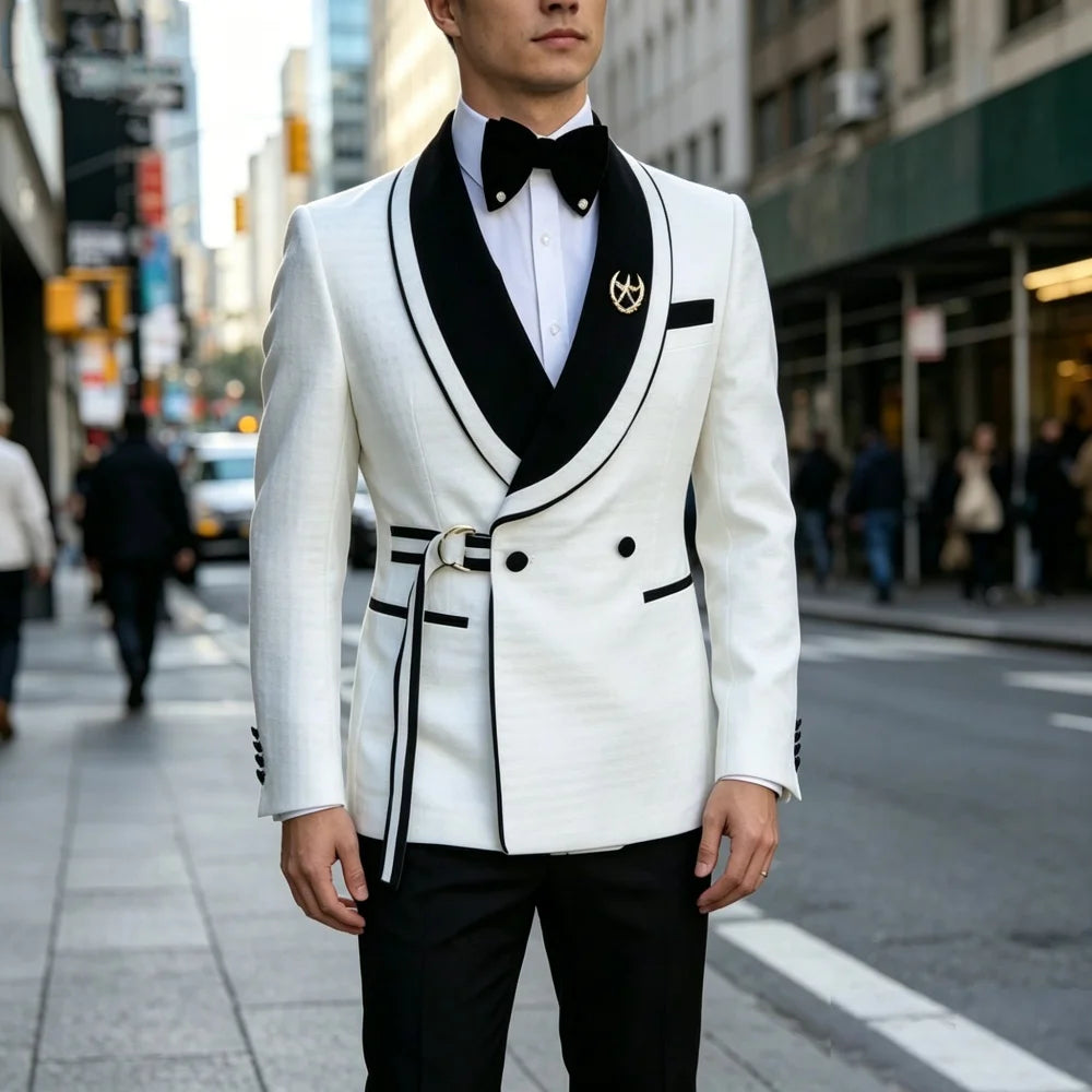 Wedding Suits for Men Double Breasted 2 Pieces Slim Fit Jacket with Pants Set for Groom Guest Prom Formal Banquet 2026