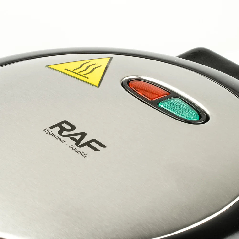 Showlu Smart Electric Crepe and Pizza Maker with 850W power and non-stick surface showing cooking surface and controls.
