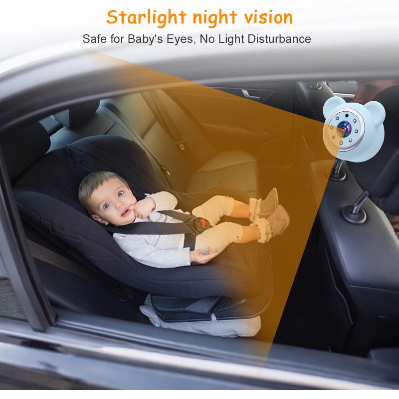 Showlu Smart General baby car camera showing a clear view of the vehicle interior and baby safety monitor display.