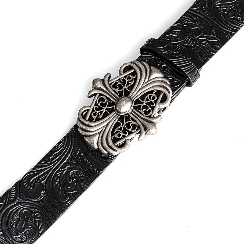 Retro men's bohemian style belt with personalized punk rock design, suitable for jeans, dresses, and casual wear.