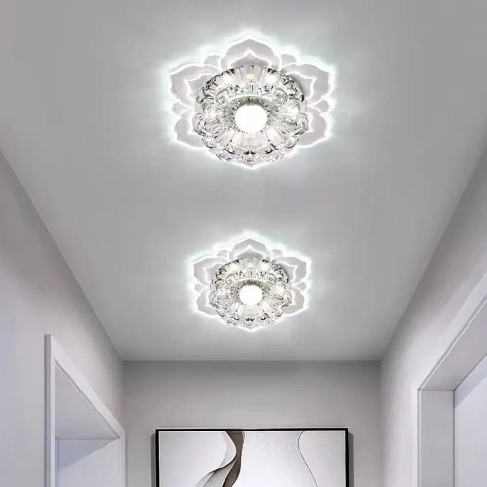 Showlu 9W LED crystal petal ceiling light with modern acrylic pendant design, ideal for contemporary interior lighting.
