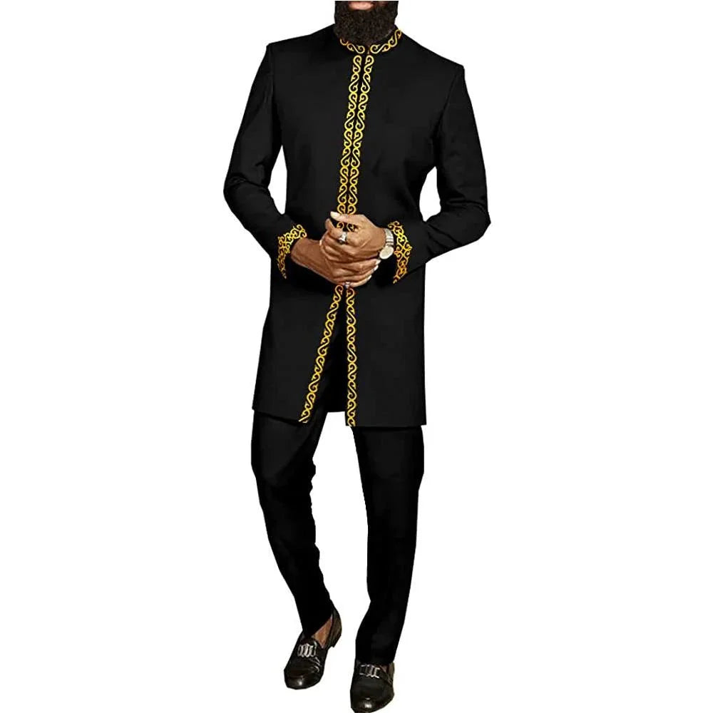 SHOWLU FASHION men's striped two-piece suit, formal cotton blend set with blazer and matching trousers, stylish men's formal wear