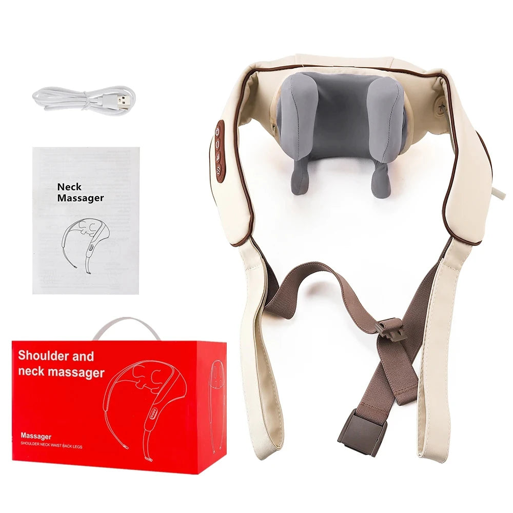 Electric deep tissue neck and shoulder massage shawl by Showlu Smart General, with adjustable heating and massage nodes for relaxation.