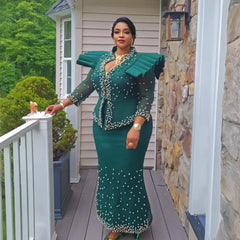 African dresses for woman suit luxury women's elegant dress Mesh fabric women's clothing from turkey