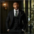 Showlu men's emerald green 3-piece slim fit formal tuxedo suit with jacket, vest, and trousers, perfect for elegant occasions.