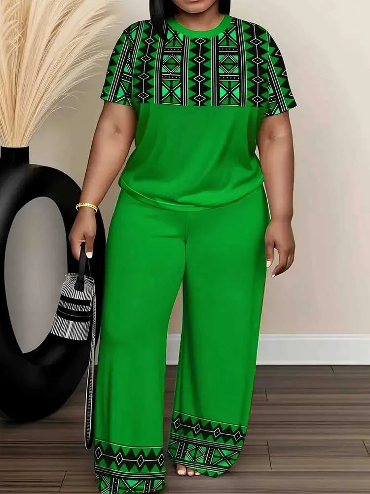 Casual summer streetwear set for women with top and pants, plus size, stylish, comfortable, Showlu Fashion Brand, wholesale available