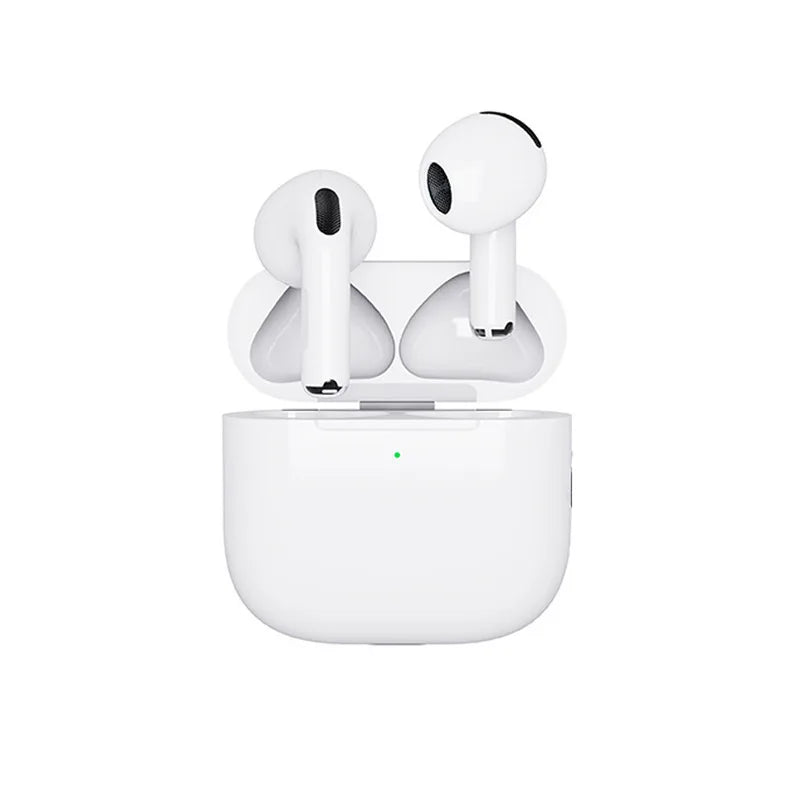 Wireless Earbuds Pro by Showlu Smart General, close-up of sleek black earbuds with charging case on a white background.