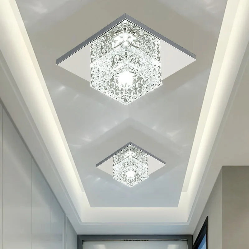 Modern crystal LED ceiling lamp by Showlu Fashion, stainless steel chandelier with sleek design and sparkling crystal accents.