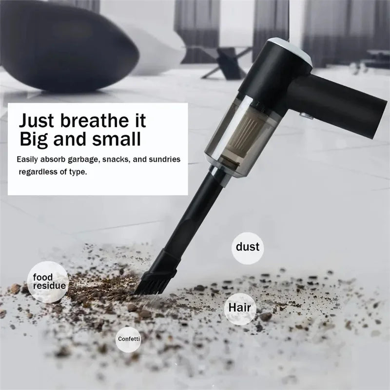 Showlu Smart portable cordless car vacuum cleaner with 6000PA suction, handheld design, shown on a car interior