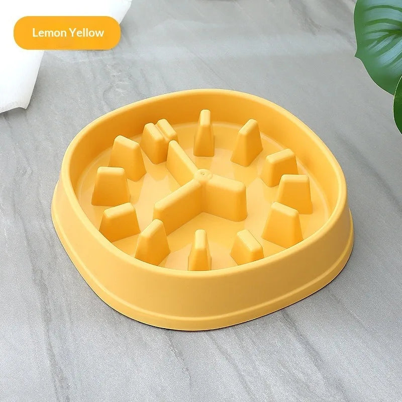 Showlu Fashion Store slow feeder dog bowl with clock shape, thick plastic, anti-choking design, easy to clean pet food basin